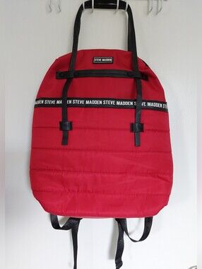 Steve Madden Red Quilted Tote Backpack